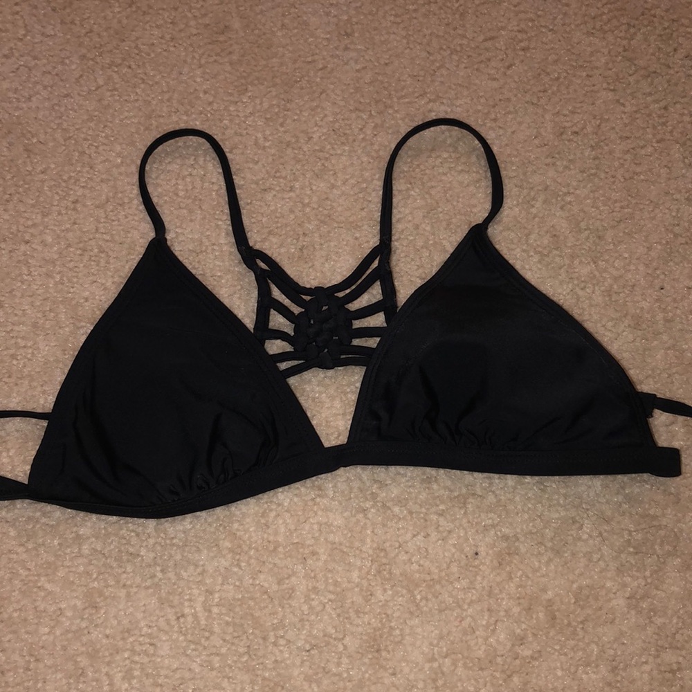 tie back black bikini top